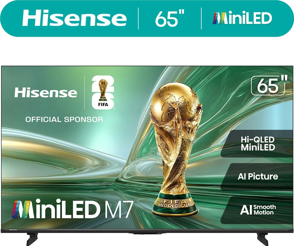 Hisense M7 65" Mini-LED QLED 4K UHD Google Smart TV: $374