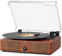Mersoco Vintage Wood Bluetooth Turntable w/ Built-in Speakers for $30 + free shipping w/ Prime