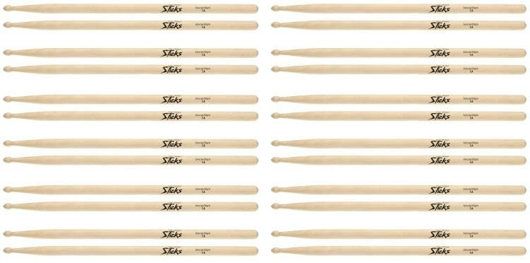 12 Pairs On-Stage Maple 5A Wood Tip Drumsticks: $27