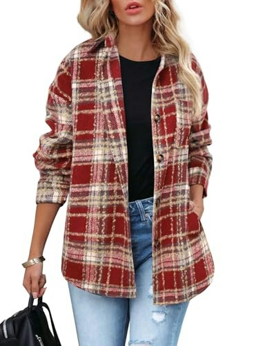 Beaully Women's Plaid Button-Down Shacket: $25.49