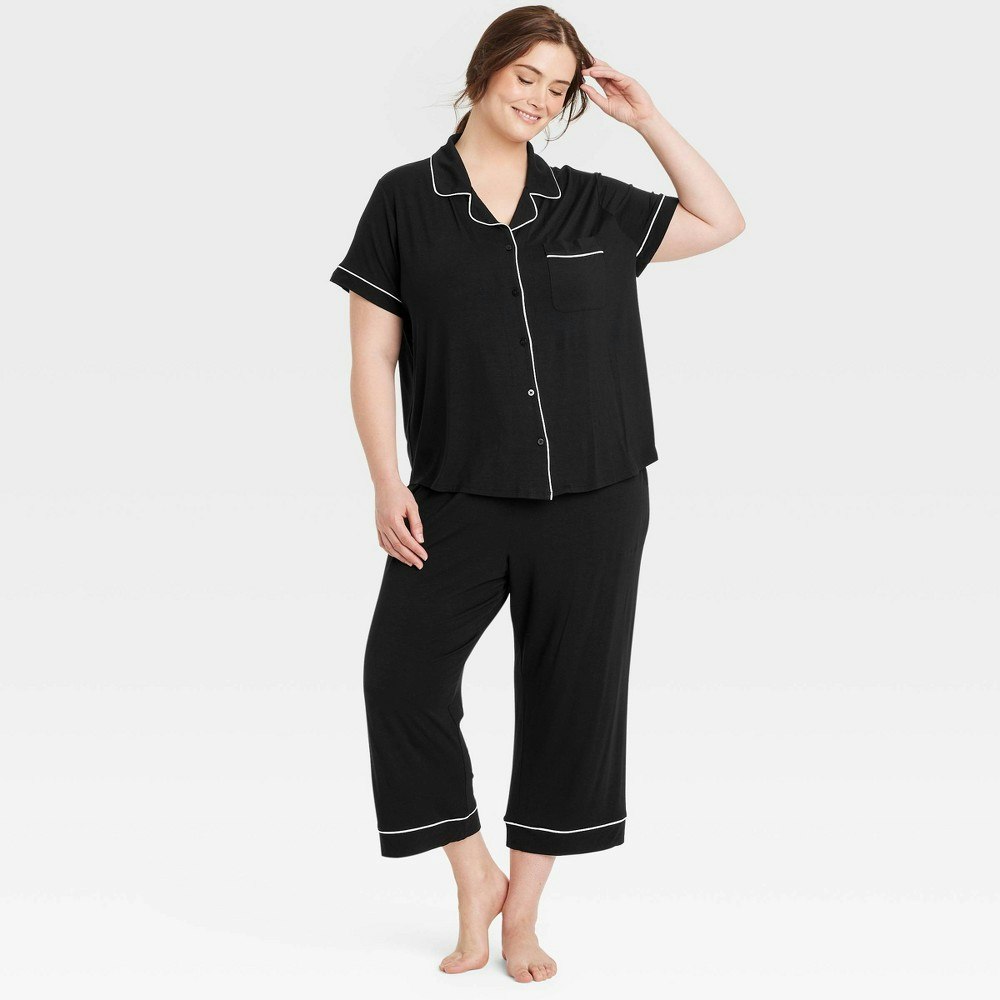 Auden Women's Modal Short Sleeve Notch Collar Pajama Set: $30 Auden Women's Modal Short Sleeve Notch Collar Pajama Set: $30