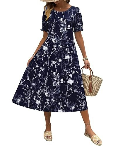 Zeagoo Women's Floral Midi A-Line Dress: $19.97