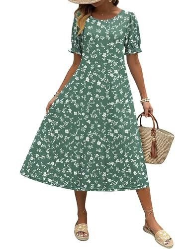 Zeagoo Women's Floral Short Sleeve Midi Sundress: $16.98 Zeagoo Women's Floral Short Sleeve Midi Sundress: $16.98