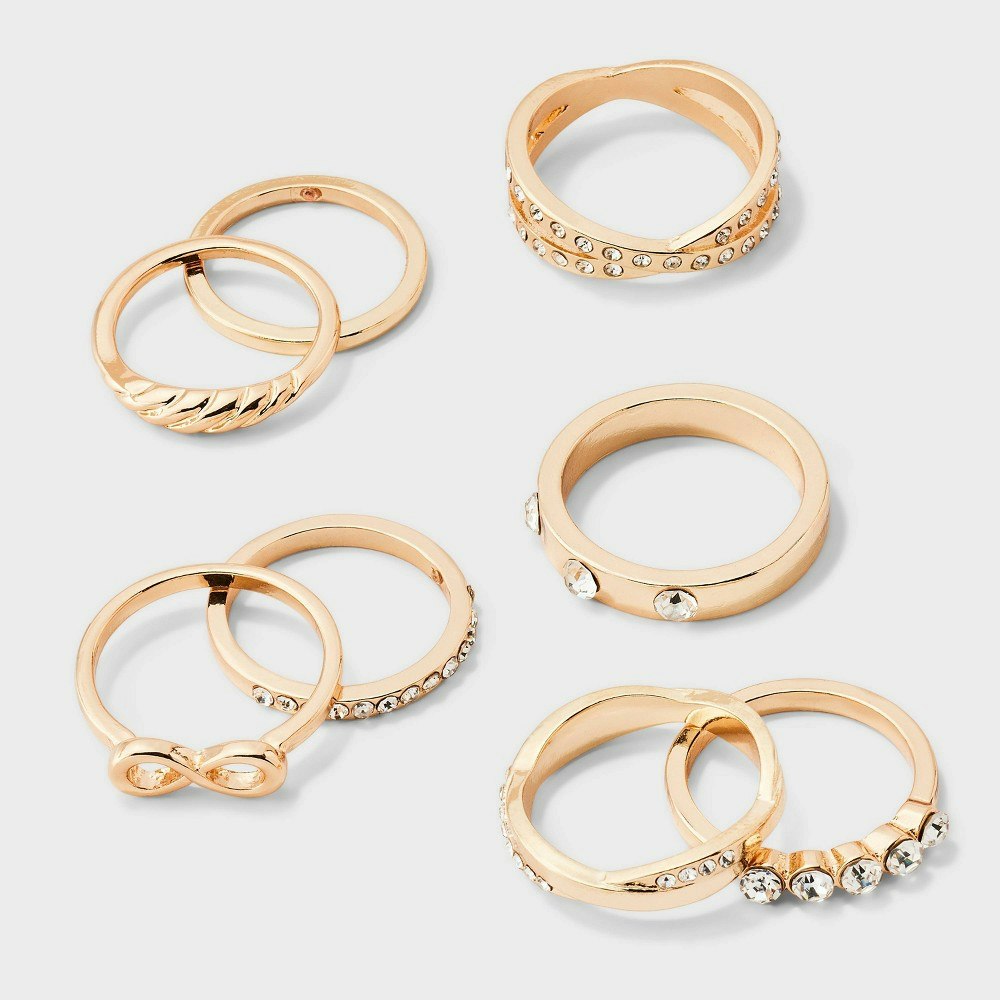 Wild Fable Embellished Gem and Infinity Twist Ring 8-Pack: $12 Wild Fable Embellished Gem and Infinity Twist Ring 8-Pack: $12
