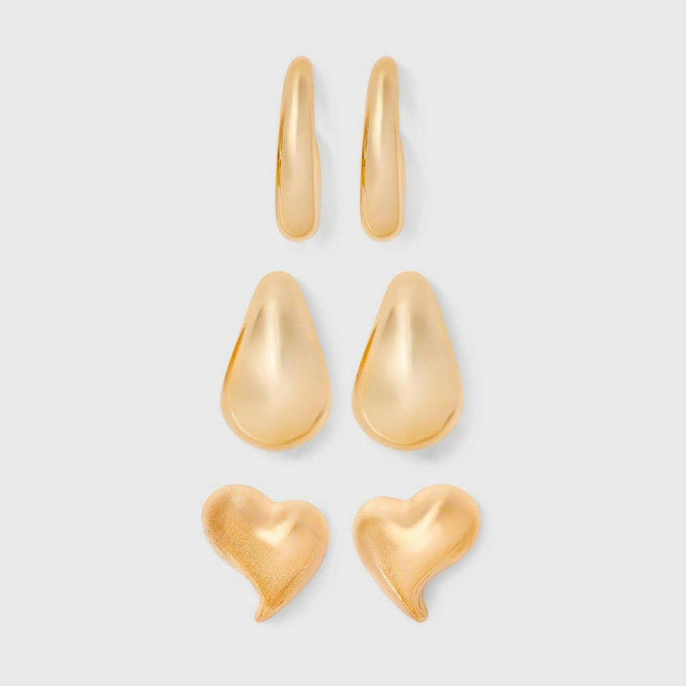 Wavy Heart Stud and Hoop Earring 3-Piece Set: $9.99 Wavy Heart Stud and Hoop Earring 3-Piece Set: $9.99