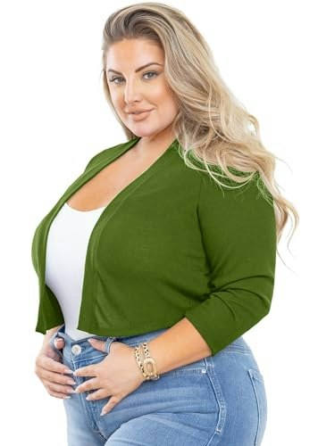 AusLook Women's Plus Size Open Front Cropped Cardigan: $19.99 AusLook Women's Plus Size Open Front Cropped Cardigan: $19.99