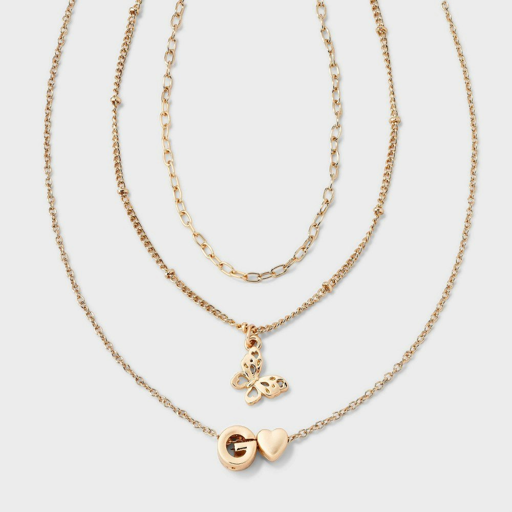 Girls' G Initial Layered Necklace Set: $4