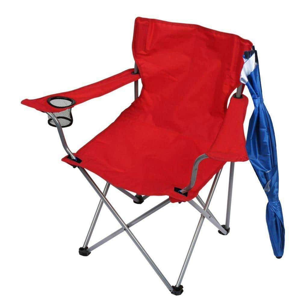 Red Steel Folding Lawn Chair with Umbrella: $124.97 Red Steel Folding Lawn Chair with Umbrella: $124.97