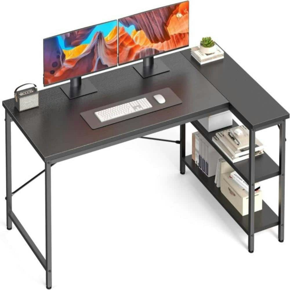 L-Shaped Computer Desk with Storage Rack: $99.18