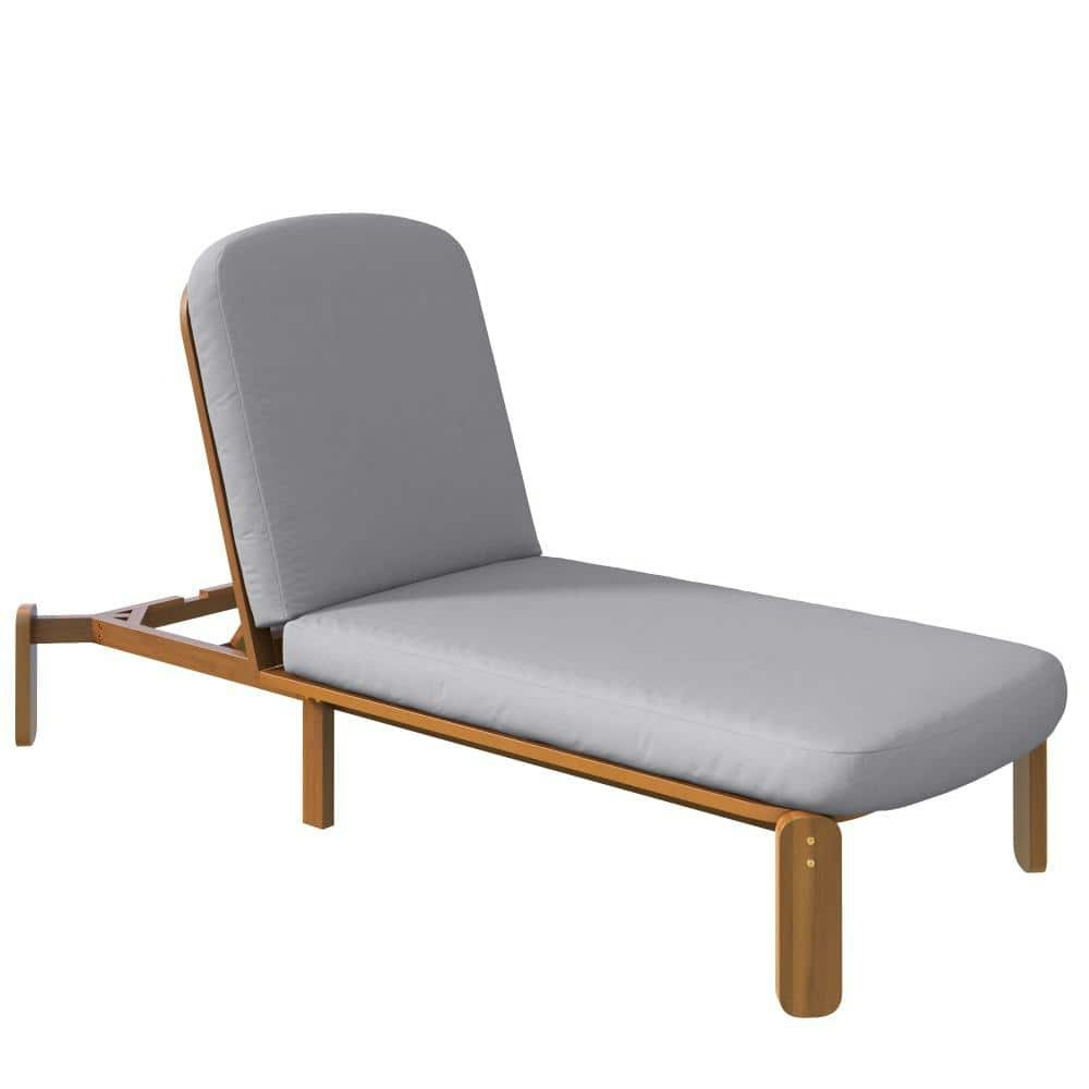 Outdoor Acacia Wood Lounge Chair with Adjustable Backrest: $499.91
