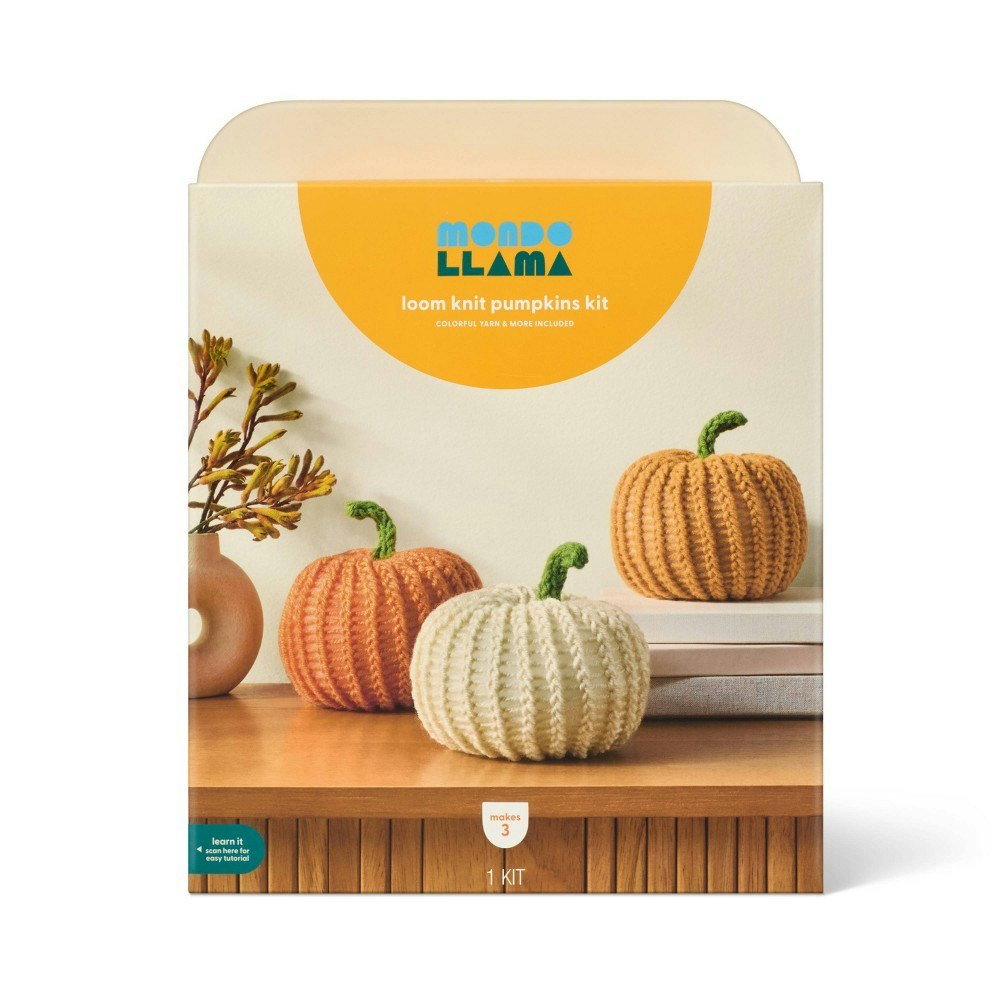 Mondo Llama Halloween Loom Knit Pumpkin Craft Kit 3-Pack: $15