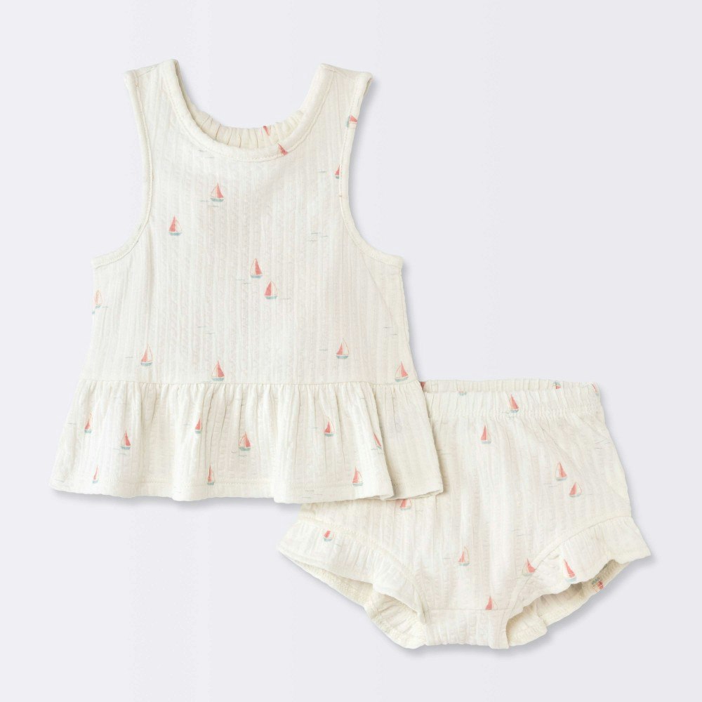 Cloud Island Baby Girls' Boat Graphic Peplum Tank Top and Ruffle Shorts 2-Piece Set: $9