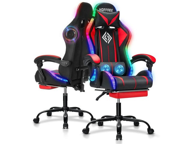 Ergonomic RGB Gaming Chair with Bluetooth Speakers and Footrest: $223.95