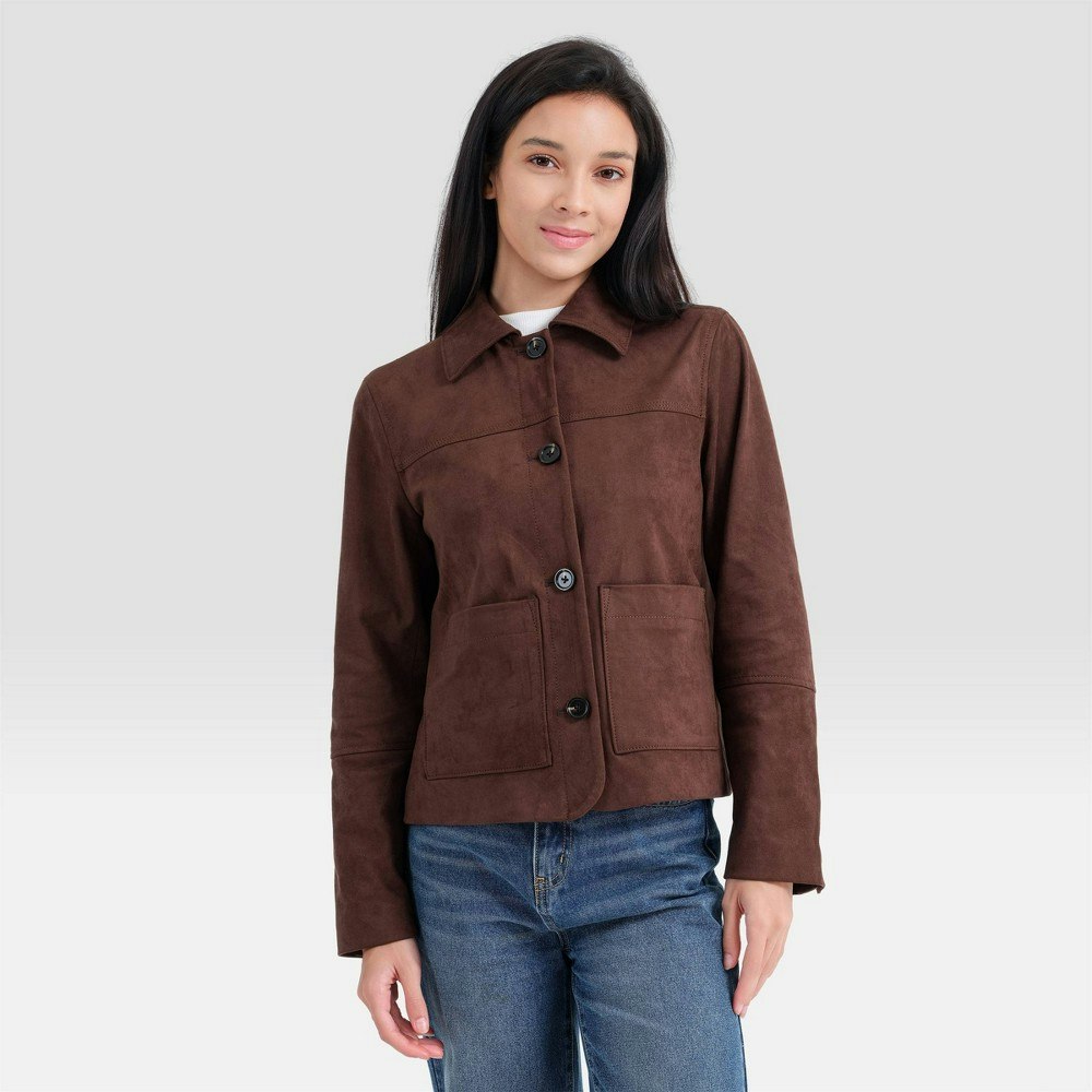 Universal Thread Women's Suede Collared Shirt Jacket: $60 Universal Thread Women's Suede Collared Shirt Jacket: $60