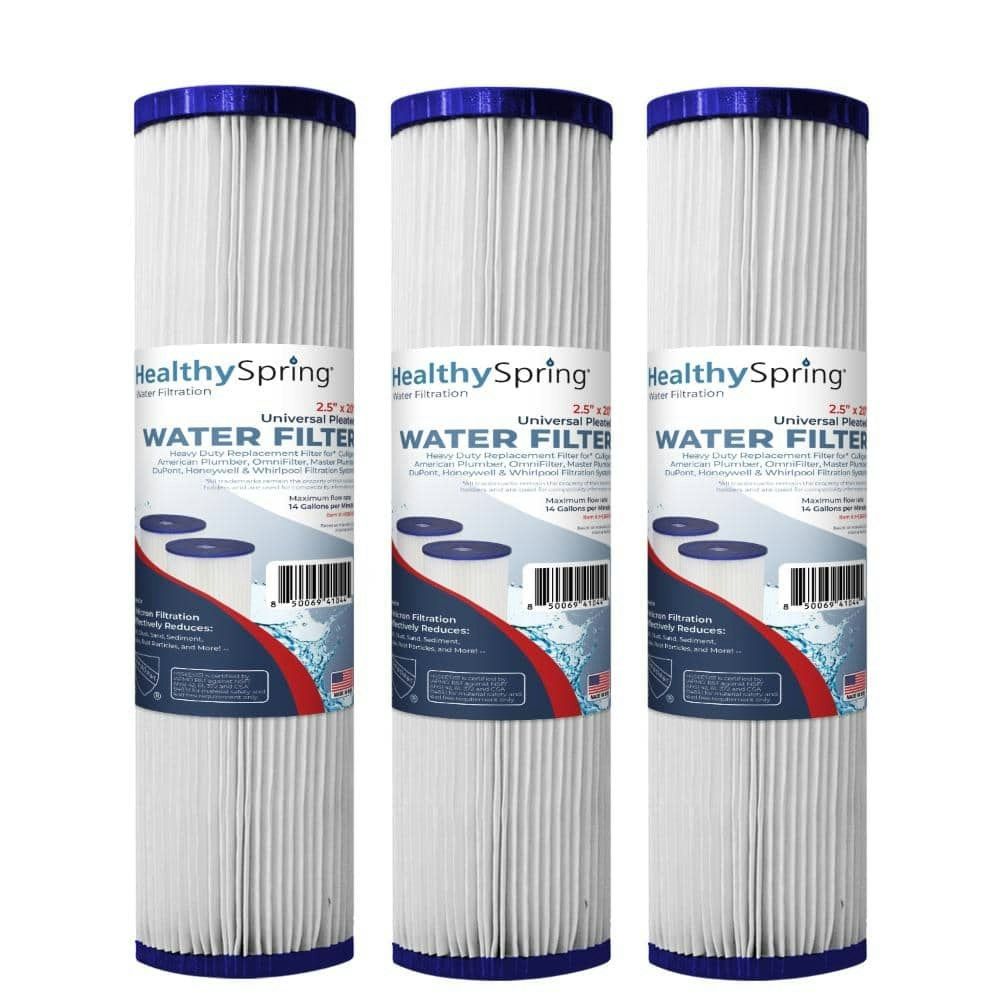Universal 2.5\" x 20\" 5-Micron Pleated Water Filter Replacement Cartridge 3-Pack: $36.99 Universal 2.5\" x 20\" 5-Micron Pleated Water Filter Replacement Cartridge 3-Pack: $36.99
