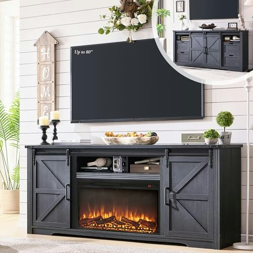 Farmhouse Fireplace TV Stand for 80-Inch TV: $424.99 Farmhouse Fireplace TV Stand for 80-Inch TV: $424.99