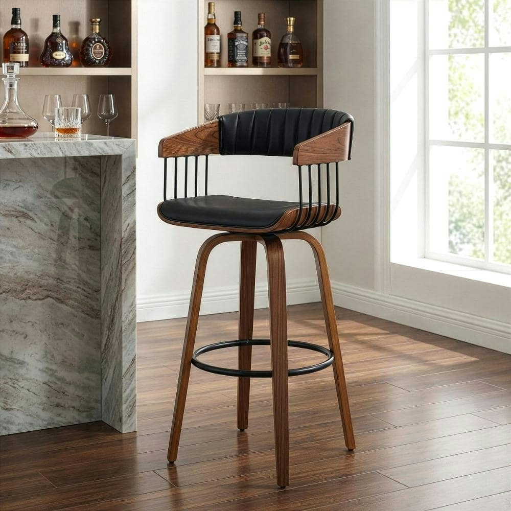 Beaumont 31-Inch Wood Bar Stool with Faux Leather Seat: $132