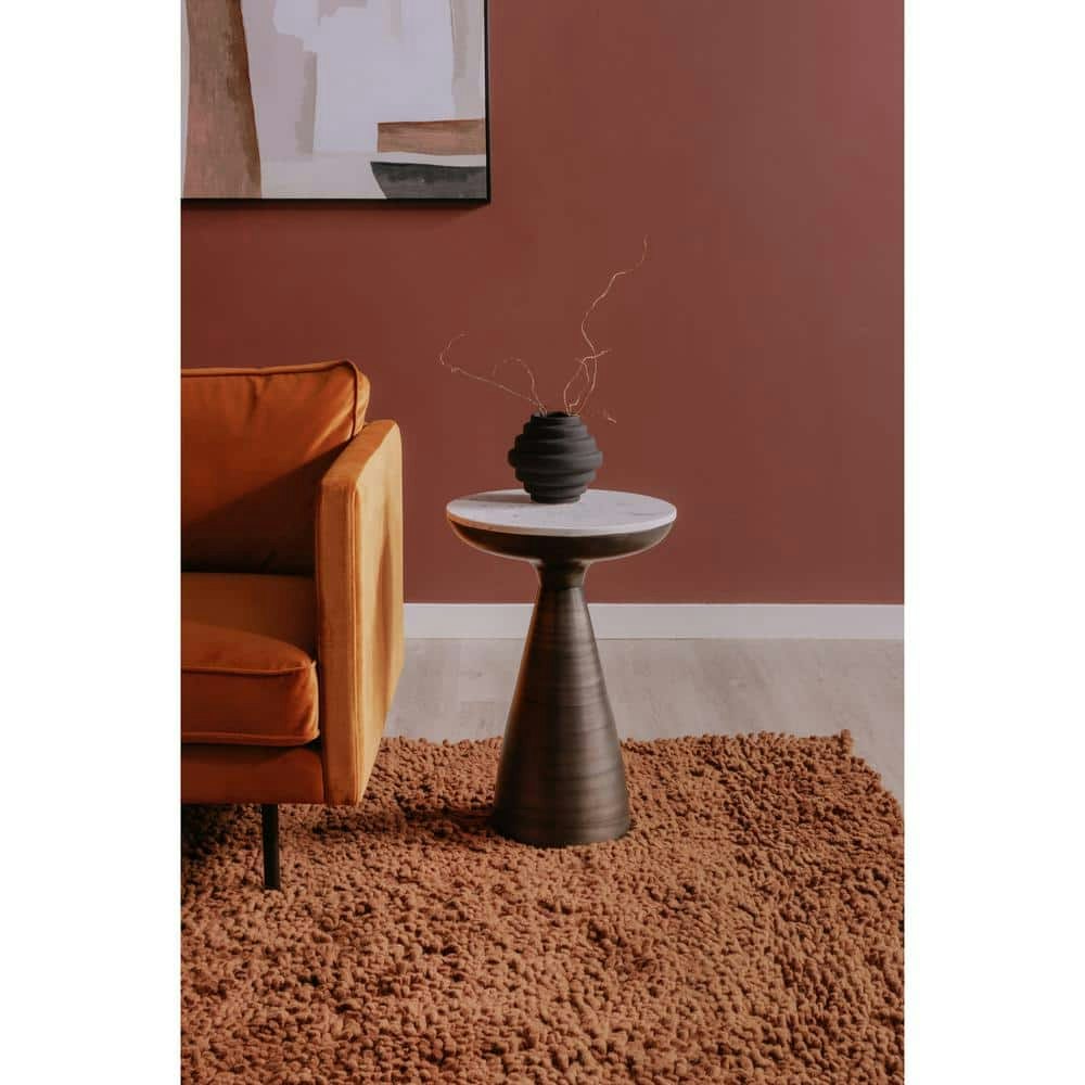 Sarif 15.5" x 15.5" x 22" Round Marble and Aluminum Side Table: $339 Sarif 15.5" x 15.5" x 22" Round Marble and Aluminum Side Table: $339