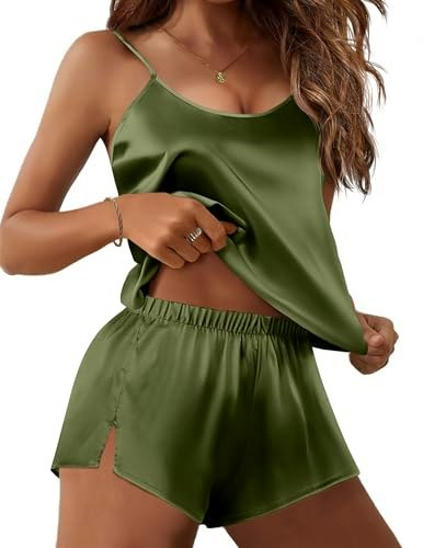 Ekouaer Women's Silky Satin Cami and Shorts Pajama Set: $13.99