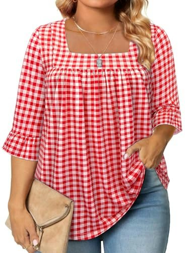 Siddhe Women's Plus Size Gingham Casual Shirt: $22.39 Siddhe Women's Plus Size Gingham Casual Shirt: $22.39