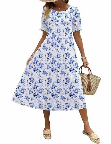 Zeagoo Women's Floral A-Line Midi Sundress: $17.97 Zeagoo Women's Floral A-Line Midi Sundress: $17.97