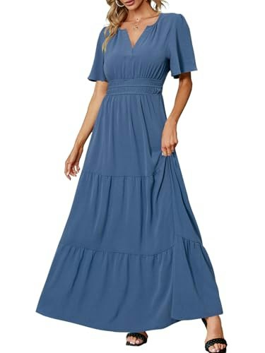 Amegoya Women's V-Neck Boho Maxi Dress: $39.09 Amegoya Women's V-Neck Boho Maxi Dress: $39.09