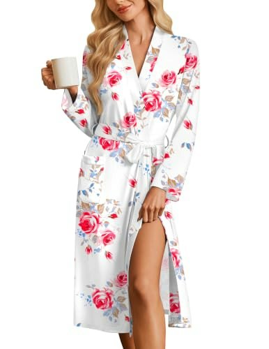 Ekouaer Women's Lightweight Long Kimono Bathrobe: $19.54