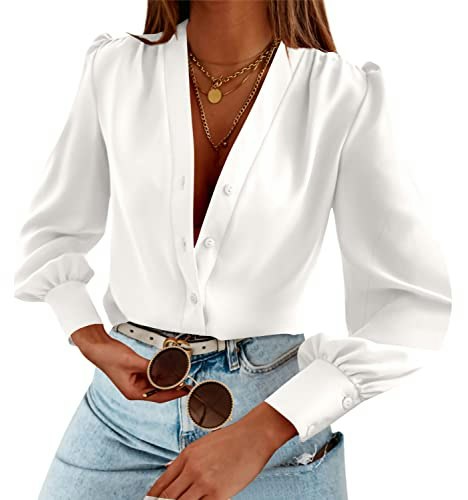 Women's Long Sleeve V-Neck Button Down Blouse: $15.98 Women's Long Sleeve V-Neck Button Down Blouse: $15.98