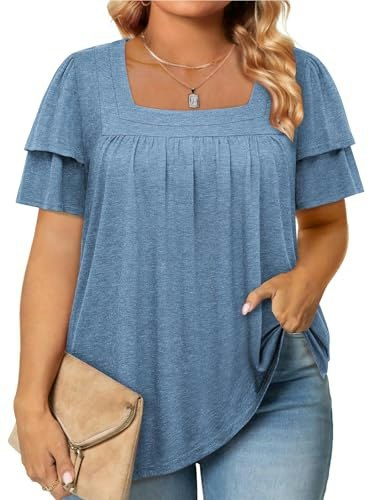 Siddhe Women's Plus Size Square Neck Babydoll Tunic Top: $19.99 Siddhe Women's Plus Size Square Neck Babydoll Tunic Top: $19.99