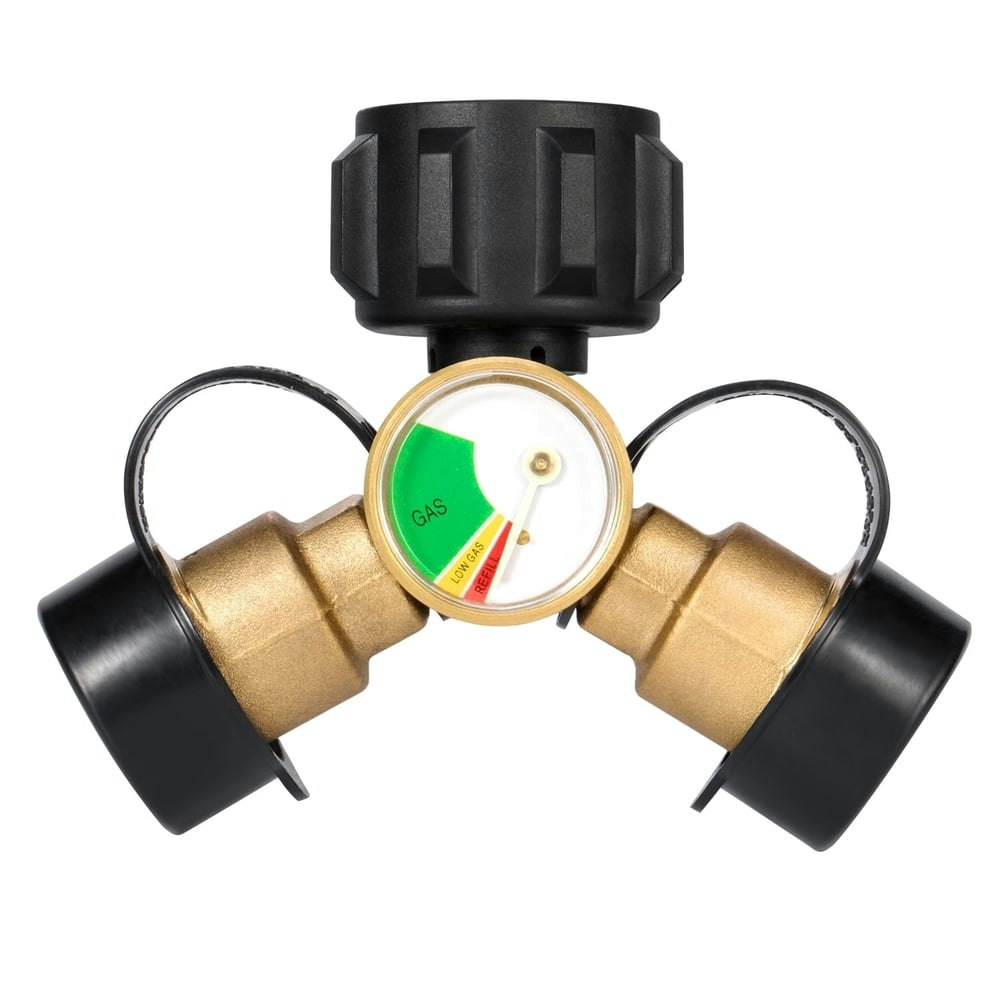 Kohree 2-Way Propane Y-Splitter Adapter with Gauge: $17.09