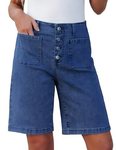 Luvamia High-Waisted Button Fly Bermuda Jean Shorts: $21.99 Luvamia High-Waisted Button Fly Bermuda Jean Shorts: $21.99