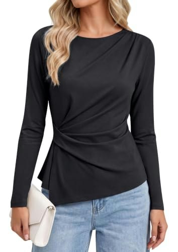 Prettygarden Women's Ruched Long Sleeve Shirt: $14.99 Prettygarden Women's Ruched Long Sleeve Shirt: $14.99