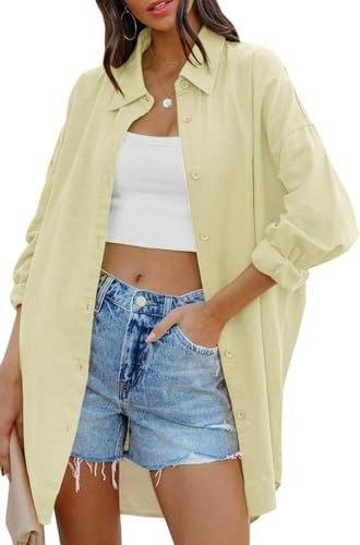Fshaoes Women's Oversized Button Down Shirt: $26.99 Fshaoes Women's Oversized Button Down Shirt: $26.99