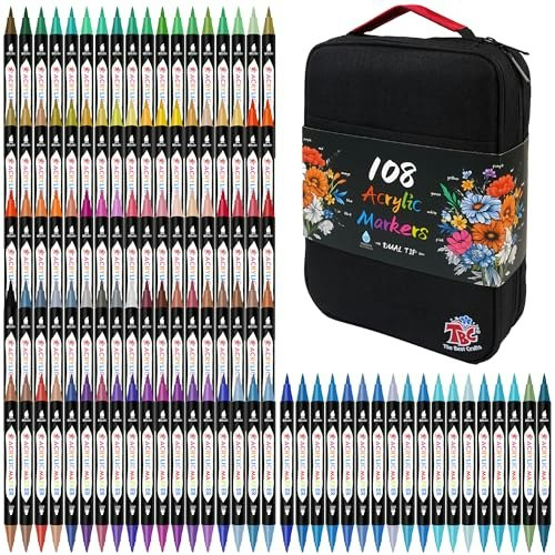 The Best Crafts 108-Color Dual Tip Acrylic Paint Markers: $26.50