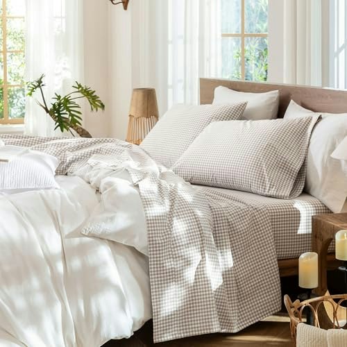 MooMee Queen Gingham Washed Cotton Sheet Set: $76.49 MooMee Queen Gingham Washed Cotton Sheet Set: $76.49