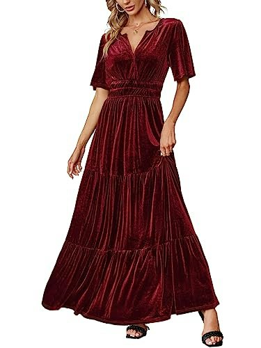 Amegoya Women's Velvet V-Neck Maxi Dress: $49.98 Amegoya Women's Velvet V-Neck Maxi Dress: $49.98