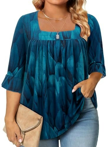 Siddhe Plus Size Square Neck 3/4 Sleeve Tunic Top: $18.39 Siddhe Plus Size Square Neck 3/4 Sleeve Tunic Top: $18.39