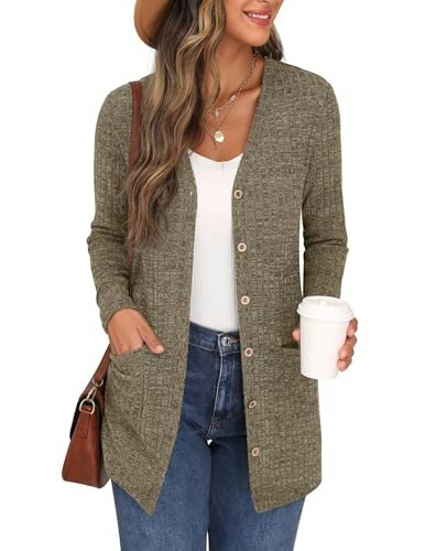 Grecerelle Women's Long Sleeve Button-Down Ribbed Cardigan: $25.49 Grecerelle Women's Long Sleeve Button-Down Ribbed Cardigan: $25.49