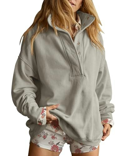 Gacaky Women's Oversized Henley Pullover Sweatshirt: $32.29 Gacaky Women's Oversized Henley Pullover Sweatshirt: $32.29