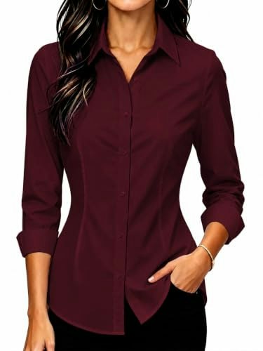 CBOO Women's Long Sleeve Slim Fit Button-Down Blouse: $14.99 CBOO Women's Long Sleeve Slim Fit Button-Down Blouse: $14.99