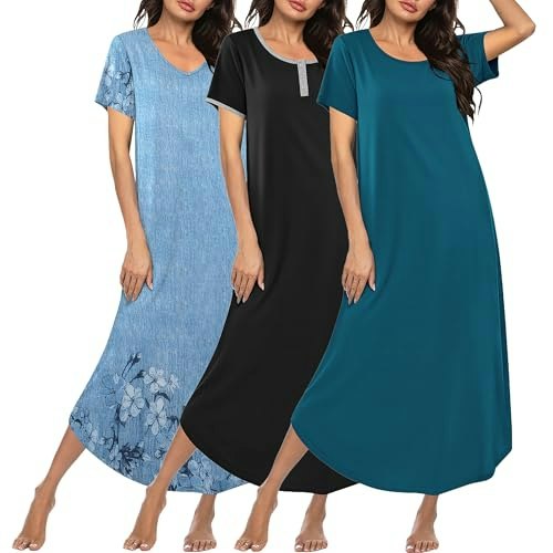 Ekouaer Women's Long Nightgown 3-Pack: $24.98