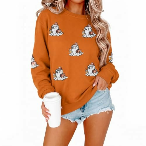 Women's Halloween Sequin Ghost Graphic Sweatshirt: $22.09 Women's Halloween Sequin Ghost Graphic Sweatshirt: $22.09