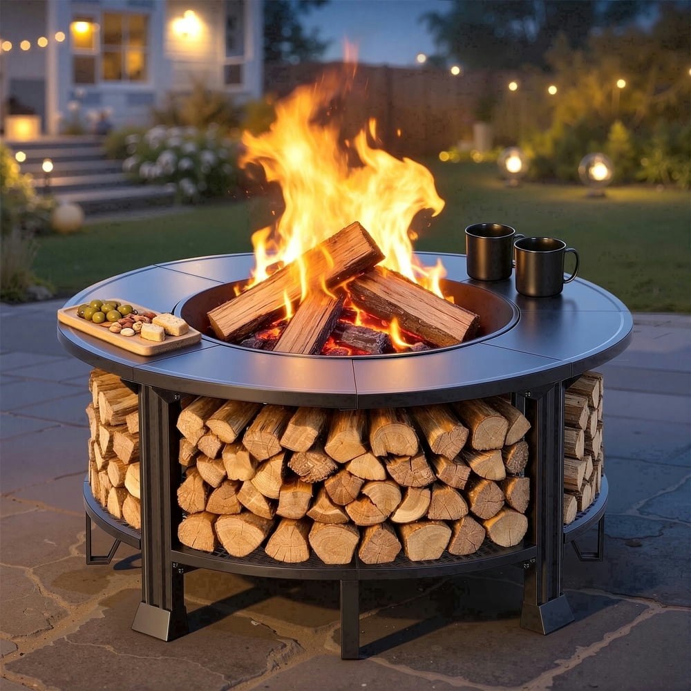 38-Inch Outdoor Fire Pit Table with Grill: $189.99 38-Inch Outdoor Fire Pit Table with Grill: $189.99