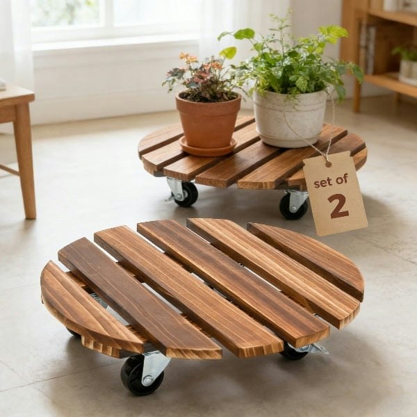 Bamworld 12-Inch Rolling Plant Stand 2-Pack: $16.73