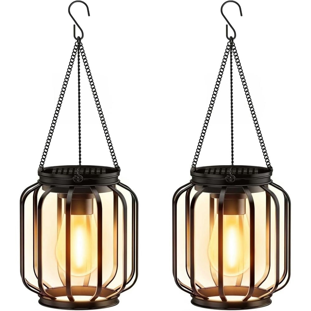 Diigabo Solar Hanging LED Lanterns 2-Pack: $27.99