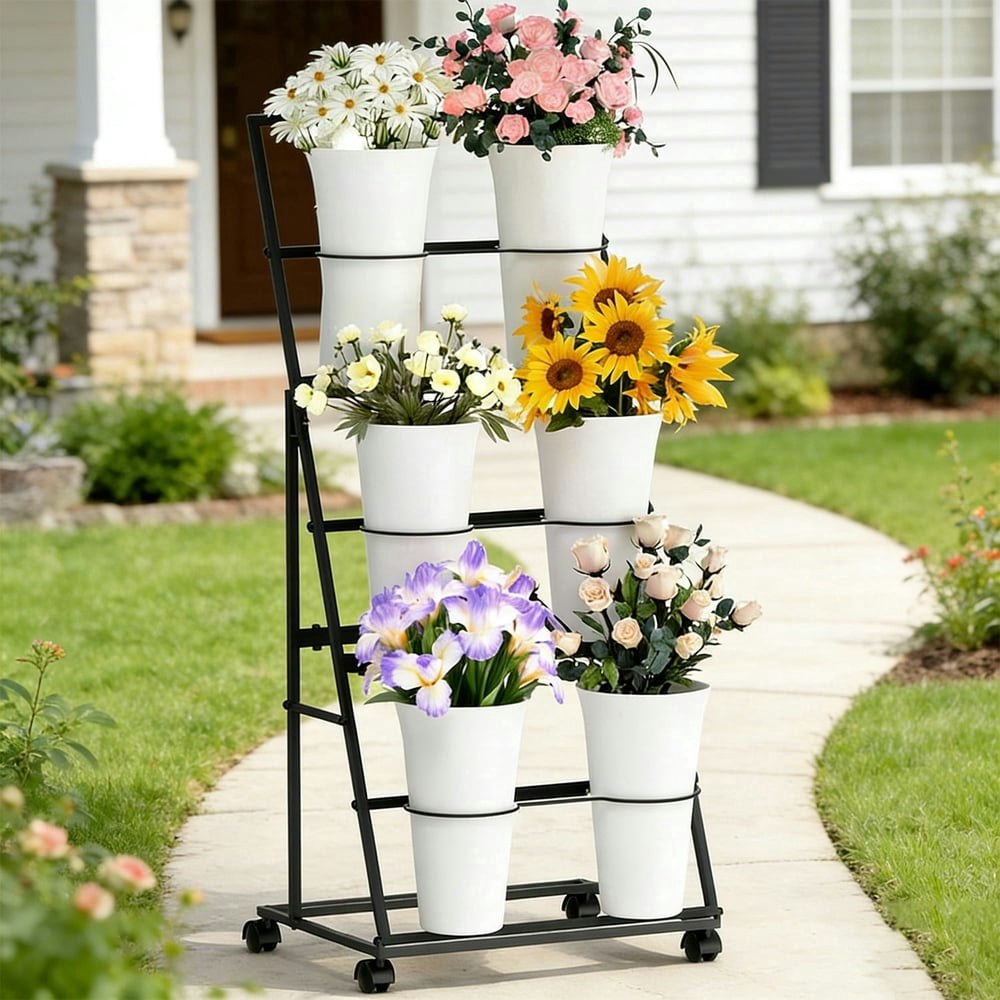 3-Tier 6-Bucket Metal Flower Display Stand: $43.99