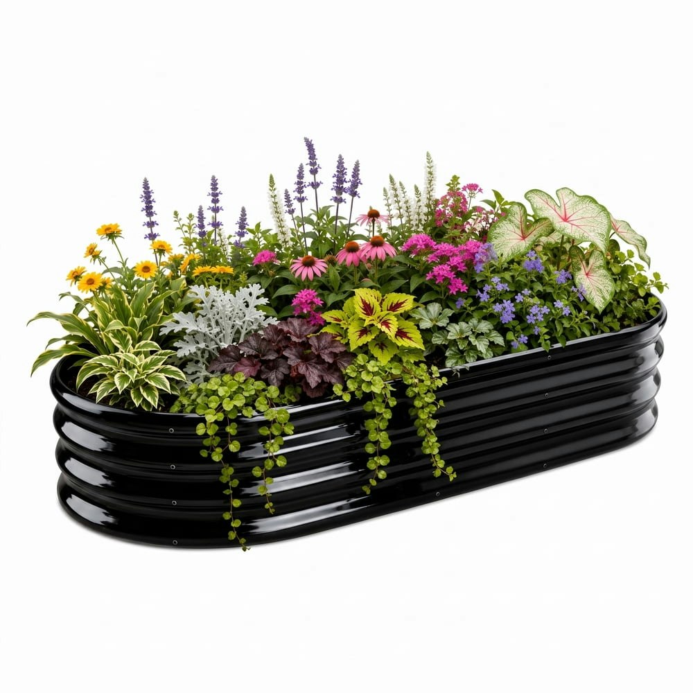 Asotewt 5-Foot Oval Galvanized Metal Raised Garden Bed: $29.98