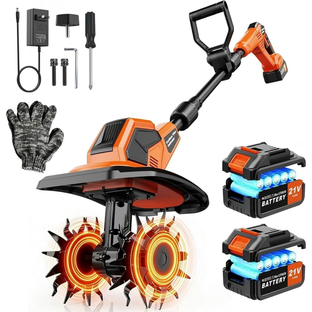 Tanbaby 9-Inch Cordless Electric Tiller 2-Battery Kit: $85.99