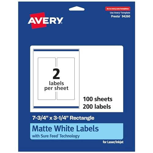 Avery Matte White 7.75" x 3.25" Rectangle Labels 200-Pack: $57.30