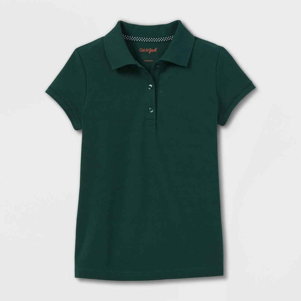 Cat & Jack Girls' Short Sleeve Pique Uniform Polo Shirt: $9
